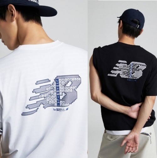 【New Balance】UNI NB Korean Word Pixel Short Sleeve T-shirt (SEMI OVER FIT)