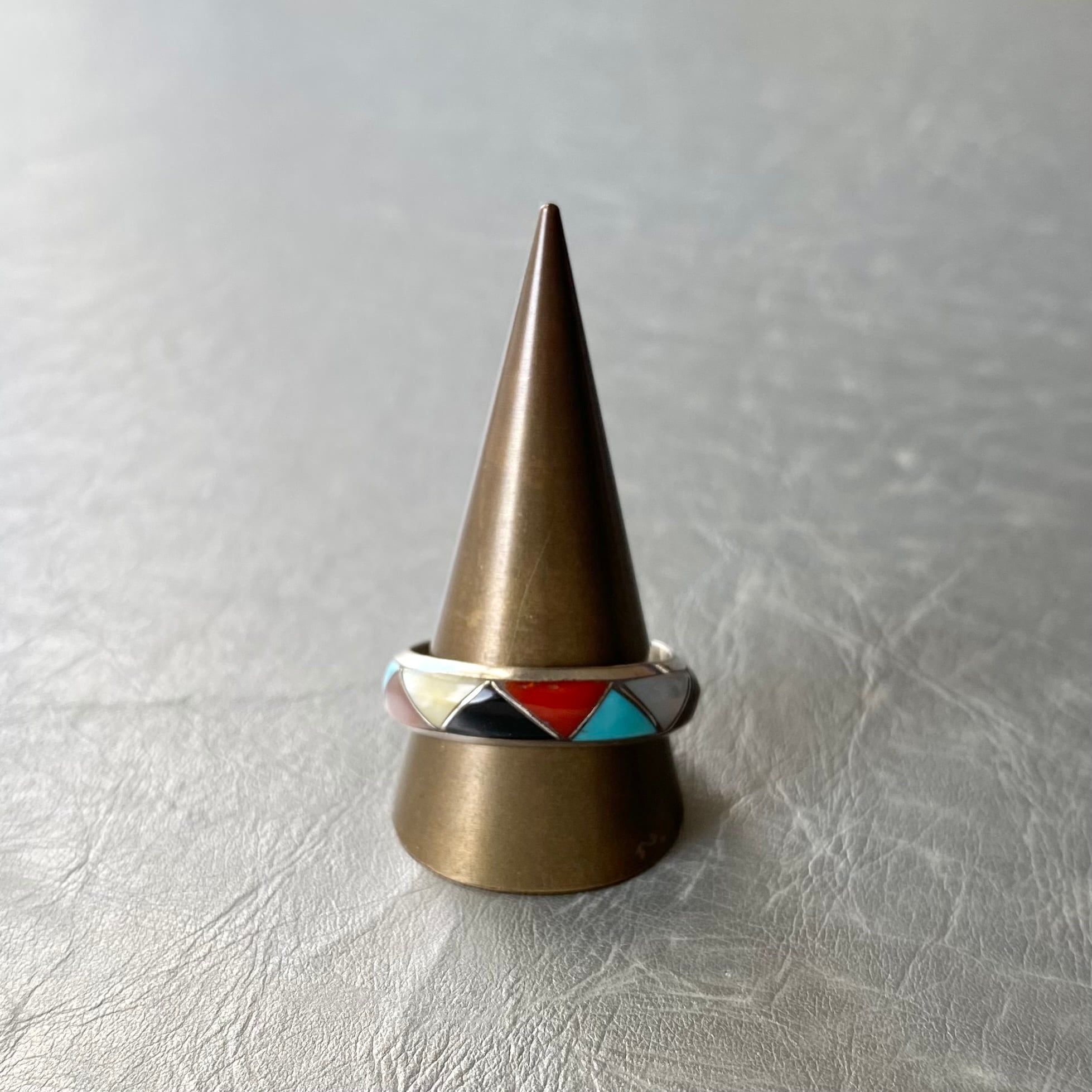 Vintage 70s〜80s USA silver 925 colorful stone inlay ring アメリカ 