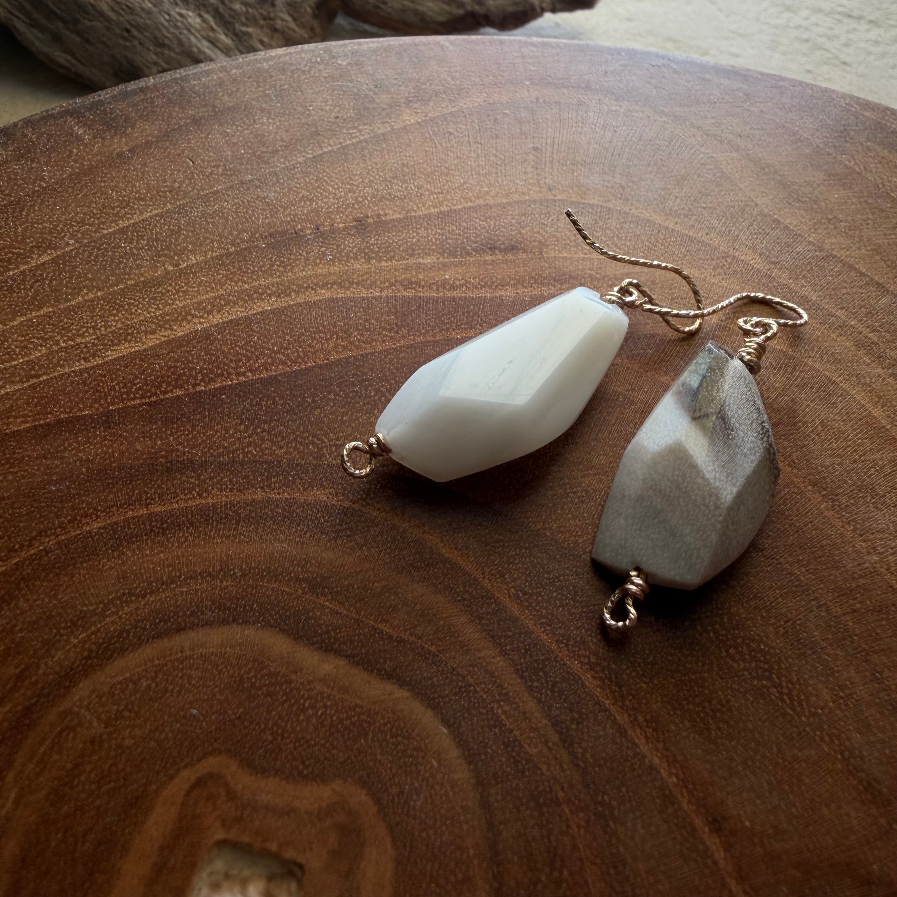 Petrified wood short / 14K Goldfilled