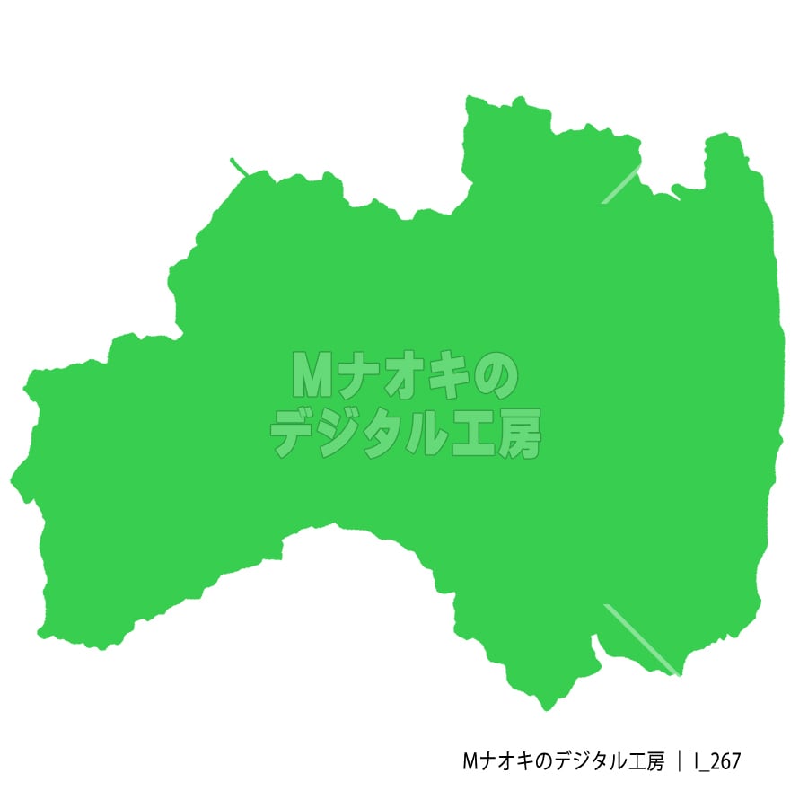 少しゆるい福島県地図 フチなし 【I_267】 A slightly loose map of Fukushima Prefecture without borders