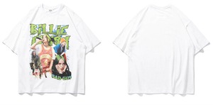 【トップス】半袖ストリート系カジュアルプリント男女兼用パンク風Tシャツ216211015N