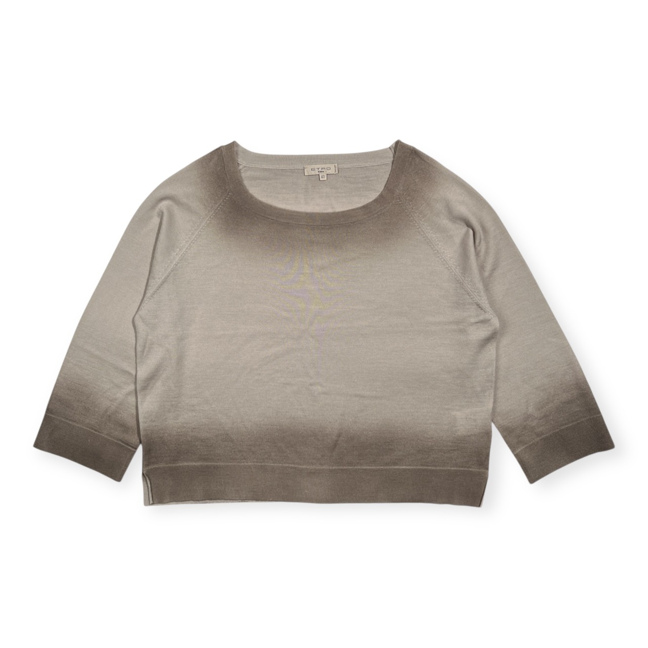 ETRO エトロ カシミヤ × シルク混 ハイゲージ ニットセーター カットソー サイズ 40 /グレー系/イタリー製/エトロジャパン