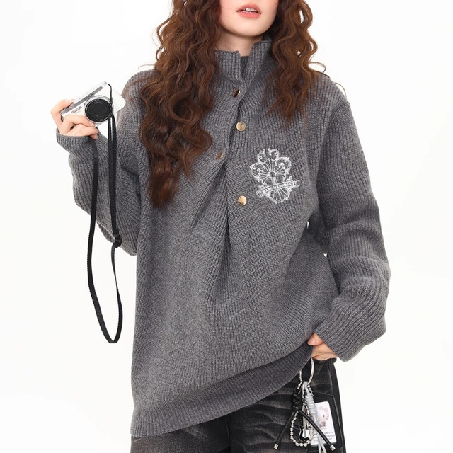 draped high neck knit　ドレープハイネックニット　J1596