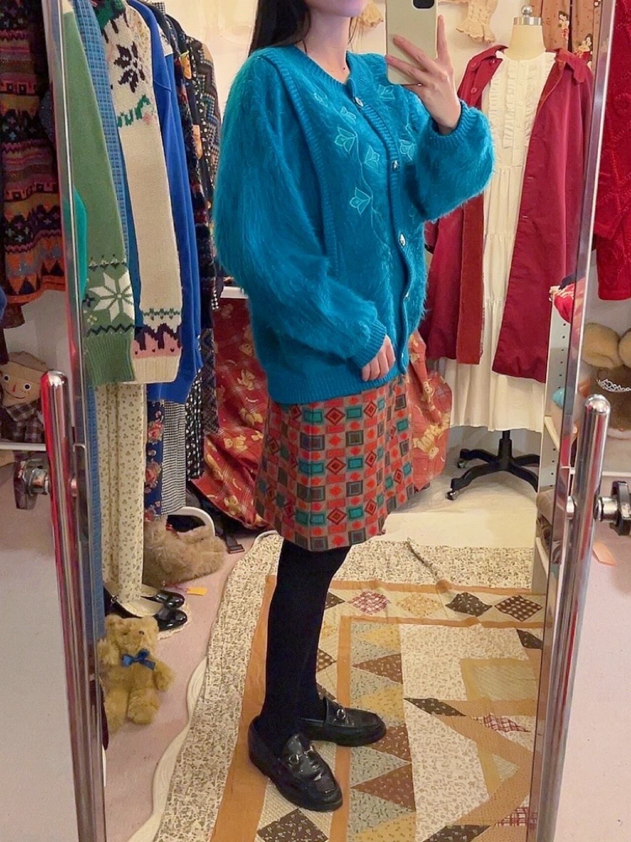 geometric pattern jacquard skirt