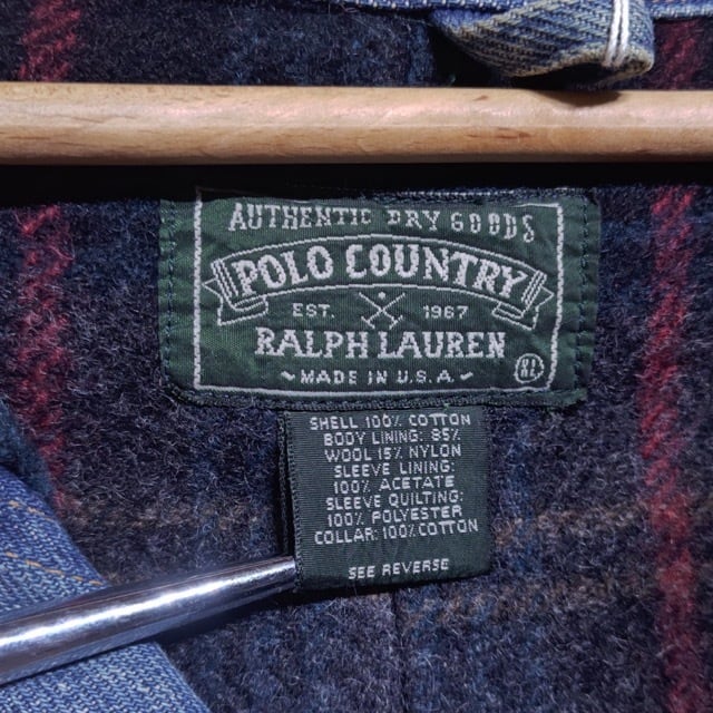 1990s Ralph Lauren Polo Country Blanket Lined Denim Chore Jacket