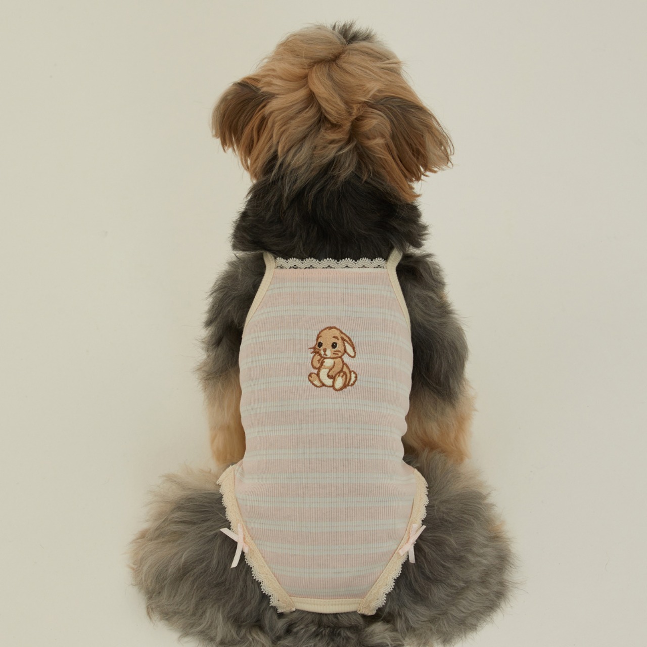 【予約】[ thesallyslaw ] Bunny Romper｜Pink Milk Stripe - 1