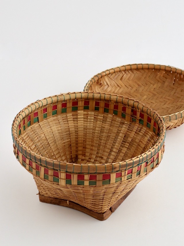 タイ 竹製 蓋付きバスケット L｜Thai Traditional Bamboo Basket with Lid Large