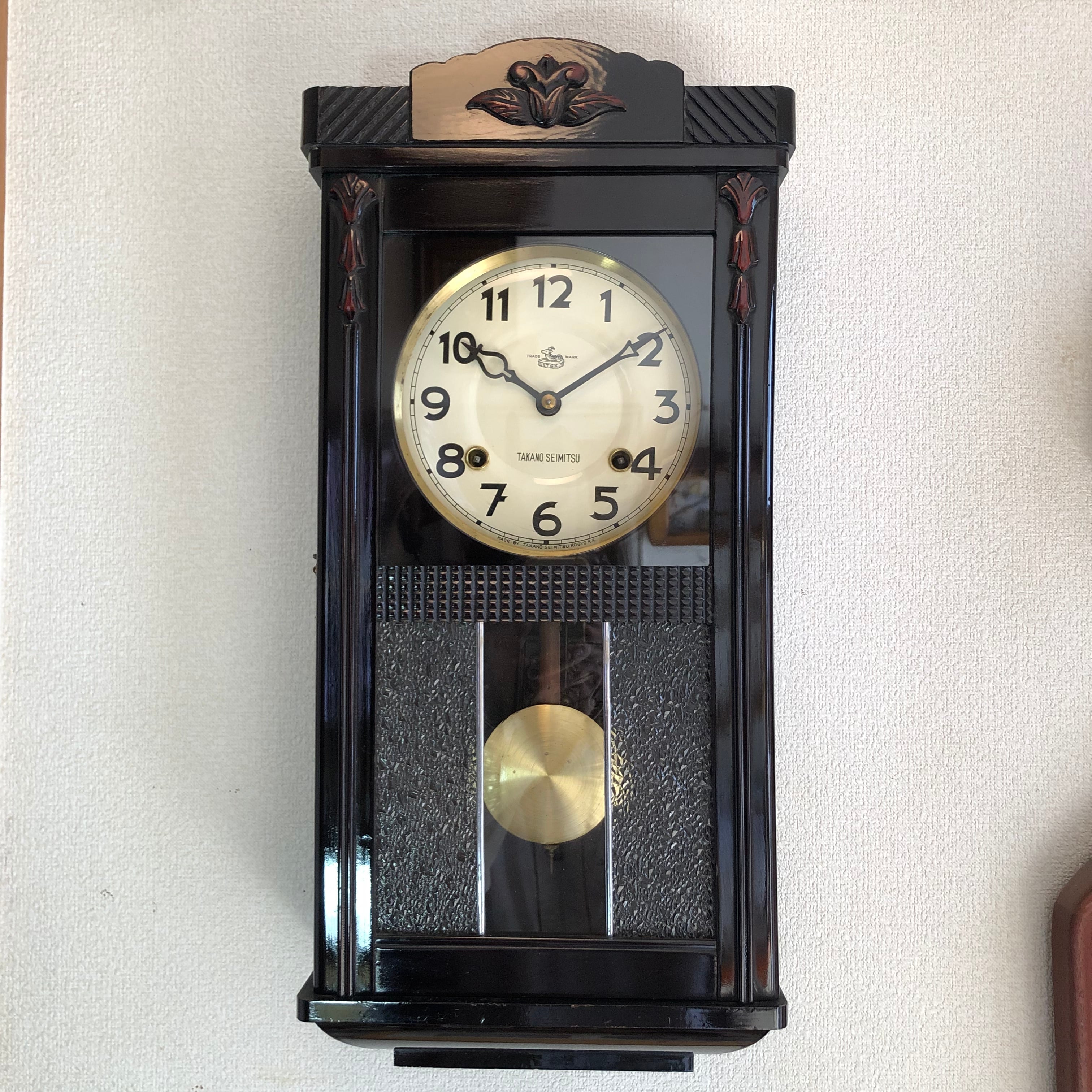 昭和初期頃 鶴巻時計店英工舎 頭丸ナチュラル調掛時計 オーバーホール