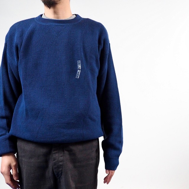 【NOS】Eddie Bauer Front V cotton knit sweater S /90's USA製 エディーバウアー 前V コットンセーター