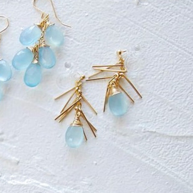 指原莉乃さん着用14kgf*Blue Chalcedony fringe earrings / pierced earrings