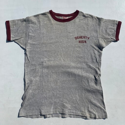 50's 60's WILTON ウィルトン リンガーTシャツ トリム 杢グレー エンジ ...