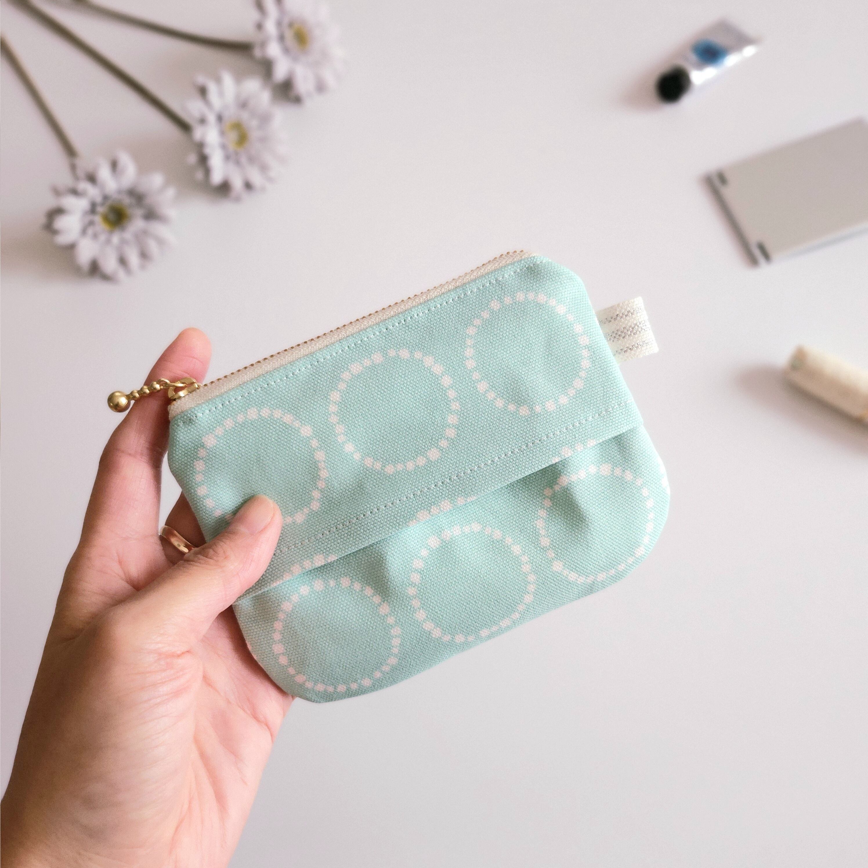 北欧サークルステッチ柄のポケットティッシュポーチ│ミント グリーン ミニポーチ パステル