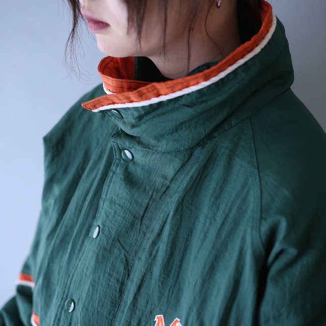 "STARTER "miami hurricanes collaboration over silhouette double half-zip pullover