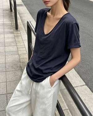 Vネックシアー Tシャツ 2color A1032