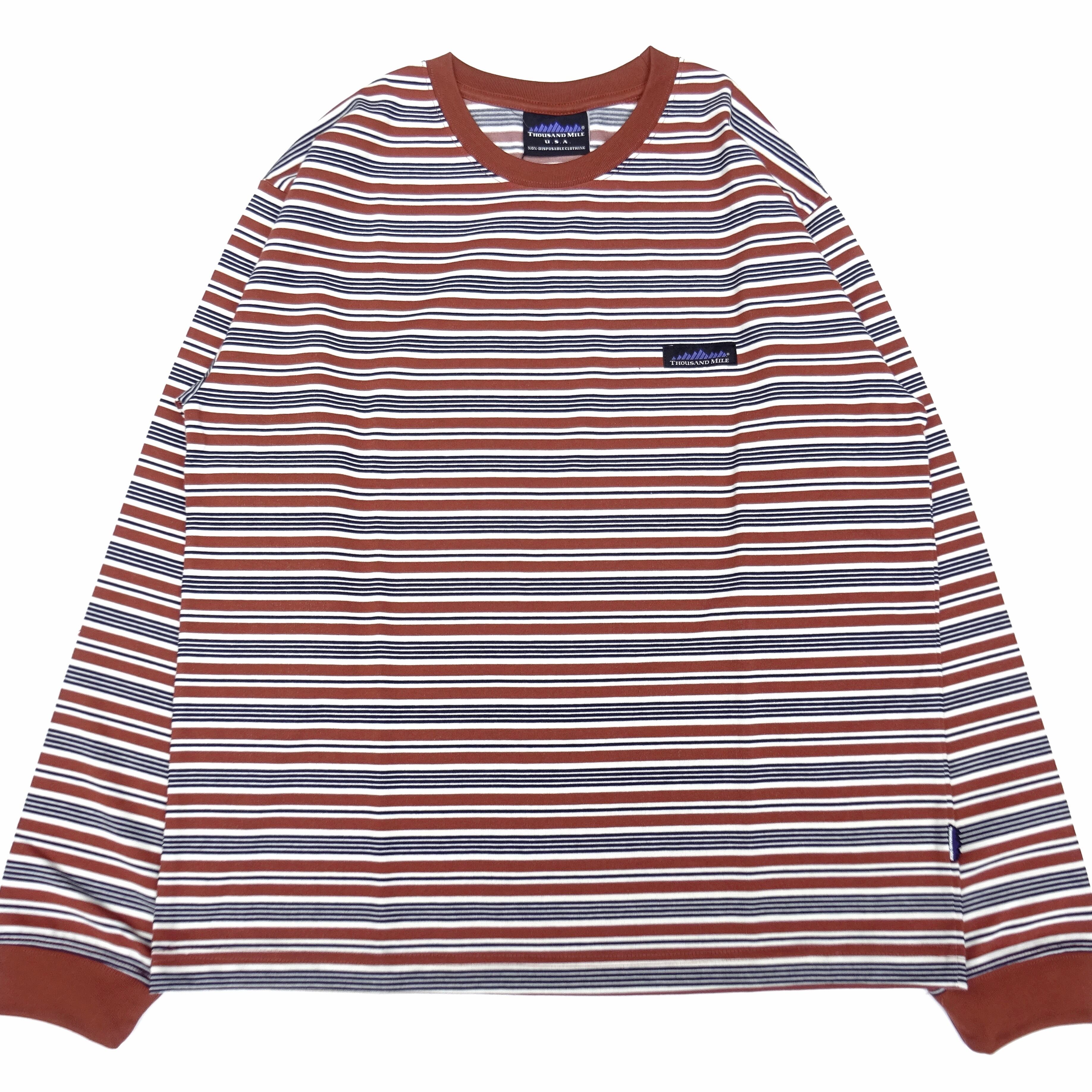 THOUSAND MILE (サウザンドマイル) LONG SLEEVE T-SHIRT BORDER ブラウンボーダー