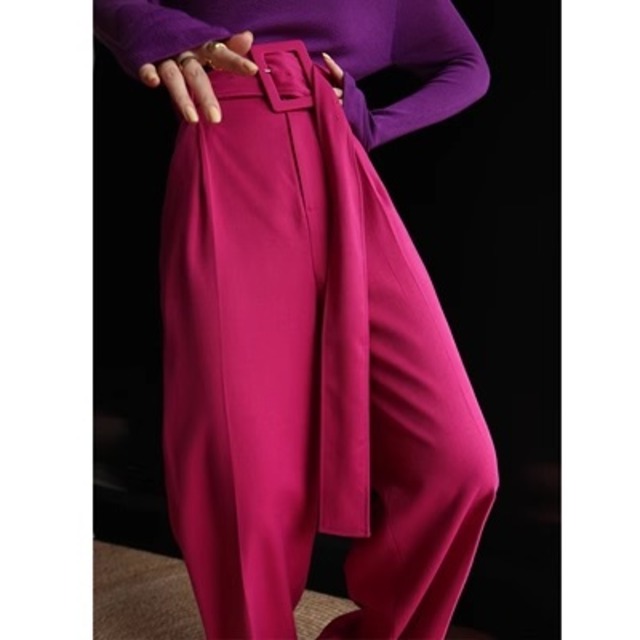 high waist belt wide pants　＜p100340＞