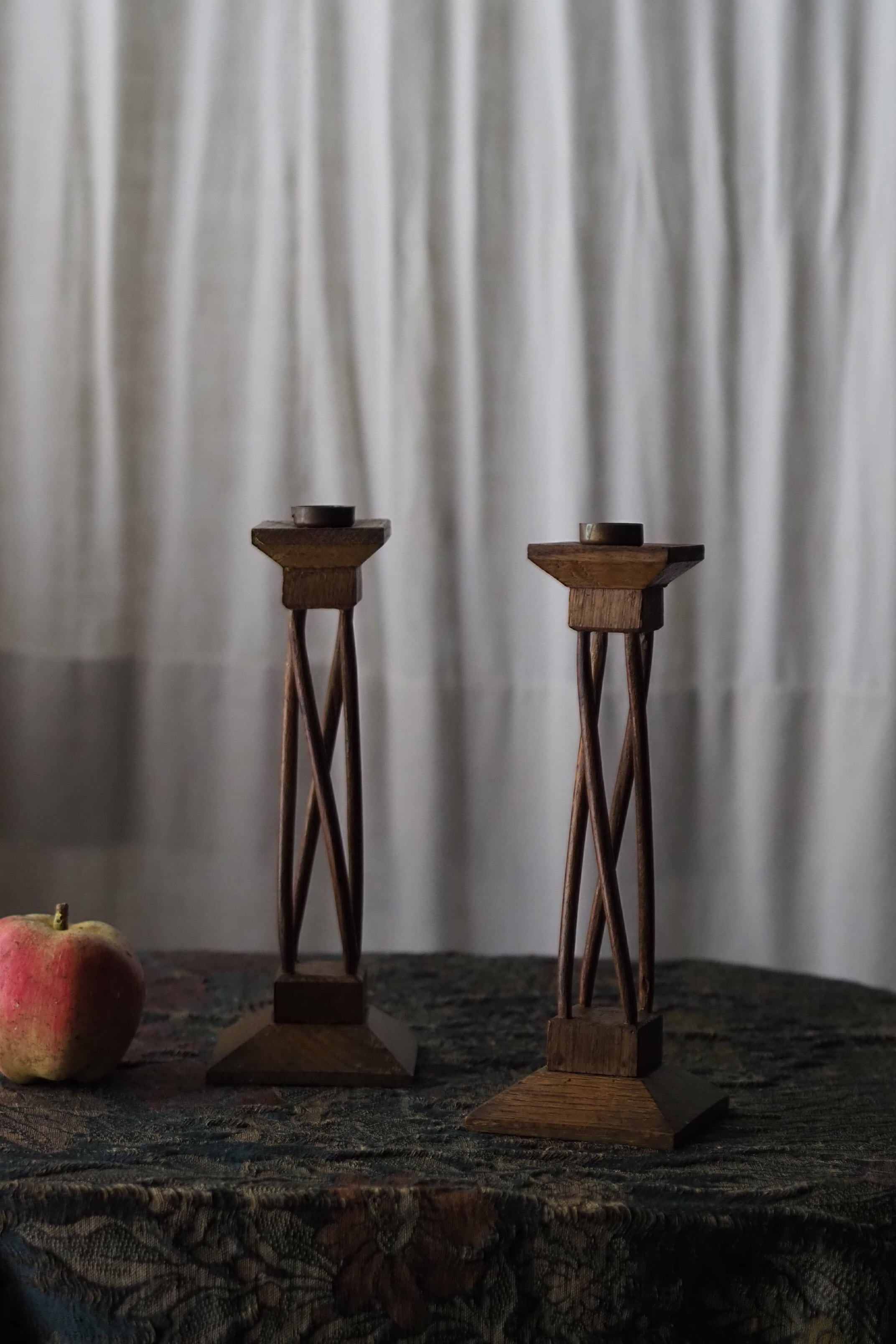アールデコ ペア燭台-antique pair wood candle stand | アンティーク