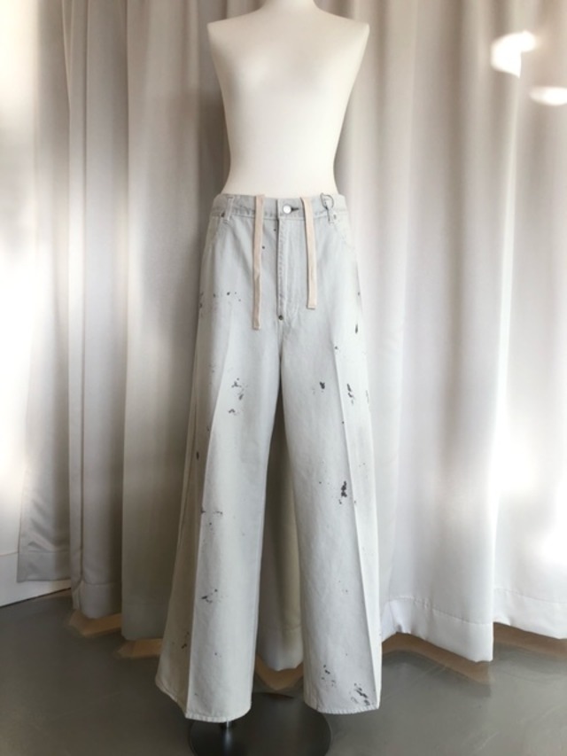 HOLIDAY-PAINT DENIM DRAWSTRINGS WIDE PANTS