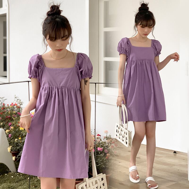 【新作】【送料無料】 マタニティウェア2020夏の新しい綿とリネンのスクエアカラーのルーズドレススタイルのミドル丈ファッションマタニティドレス-アリババ コットン サマー 夏物 スクウェア expec271841408445