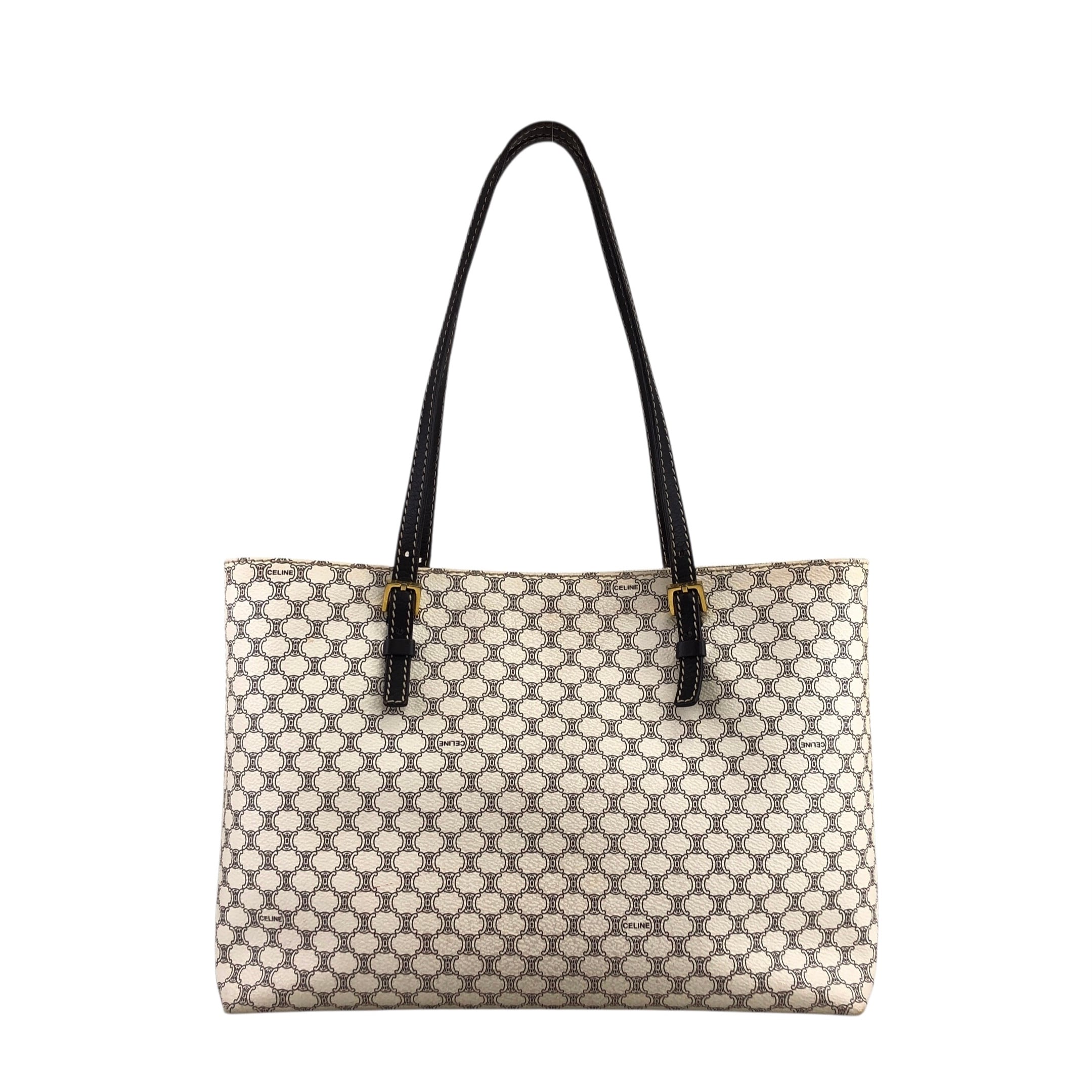 CELINE セリーヌ マカダム トートバッグ ホワイト PVC レザー vintage