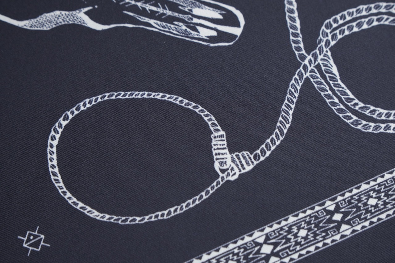 【A PIECE OF CHIC】SILK SCARF / WESTERN - BLACK