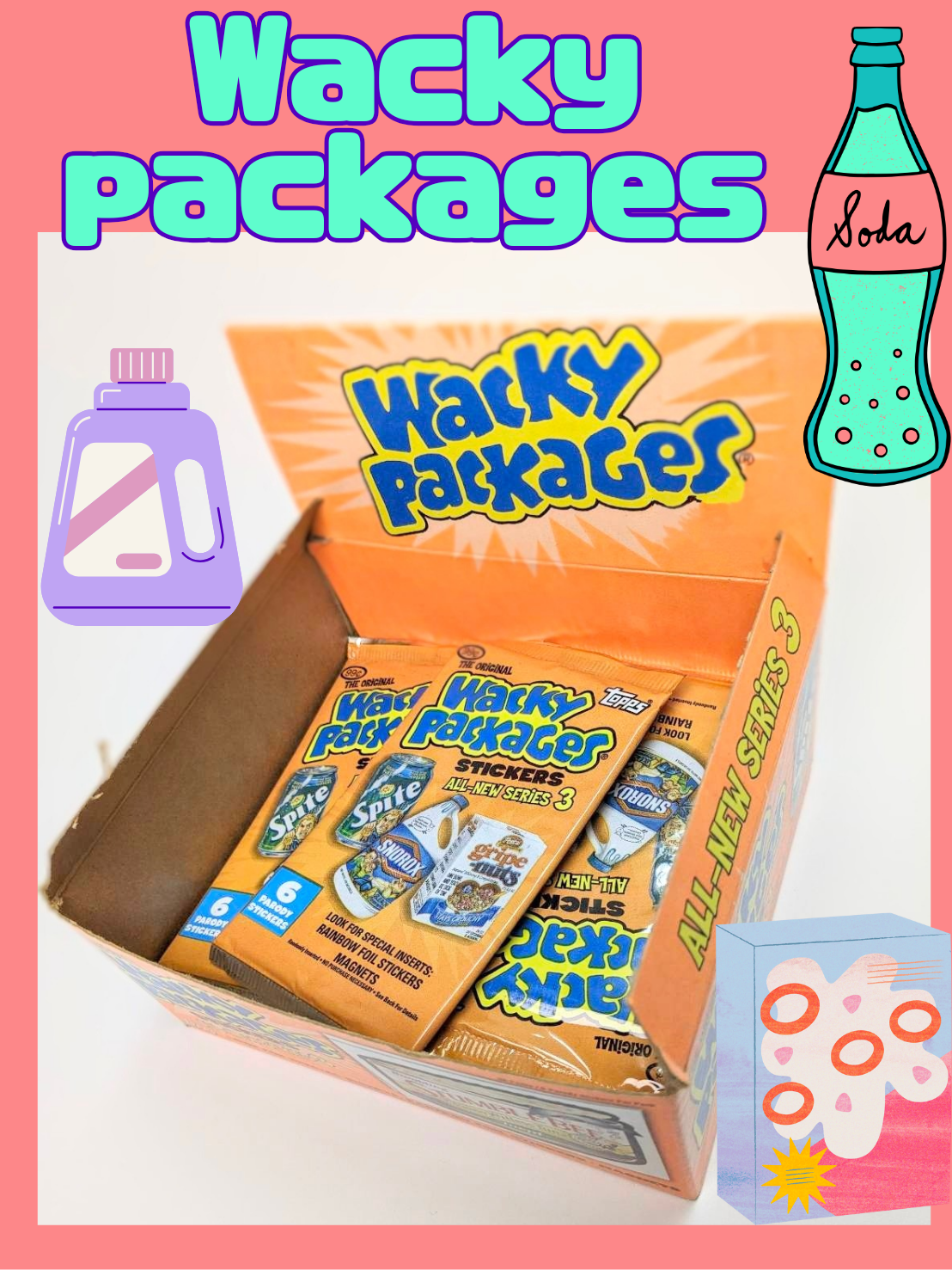 【送料無料！Topps ワッキーパッケージ（Wacky Packages）Series 3  VINTAGE ステッカー単品 （1個=6Sticker）〚アメリカン雑貨 アメトイ〛