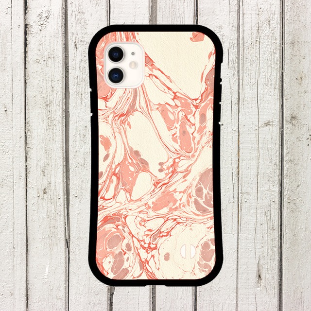 受注生産 iPhoneケース ピンク墨流しマーブル｜抽象アート PABS083A