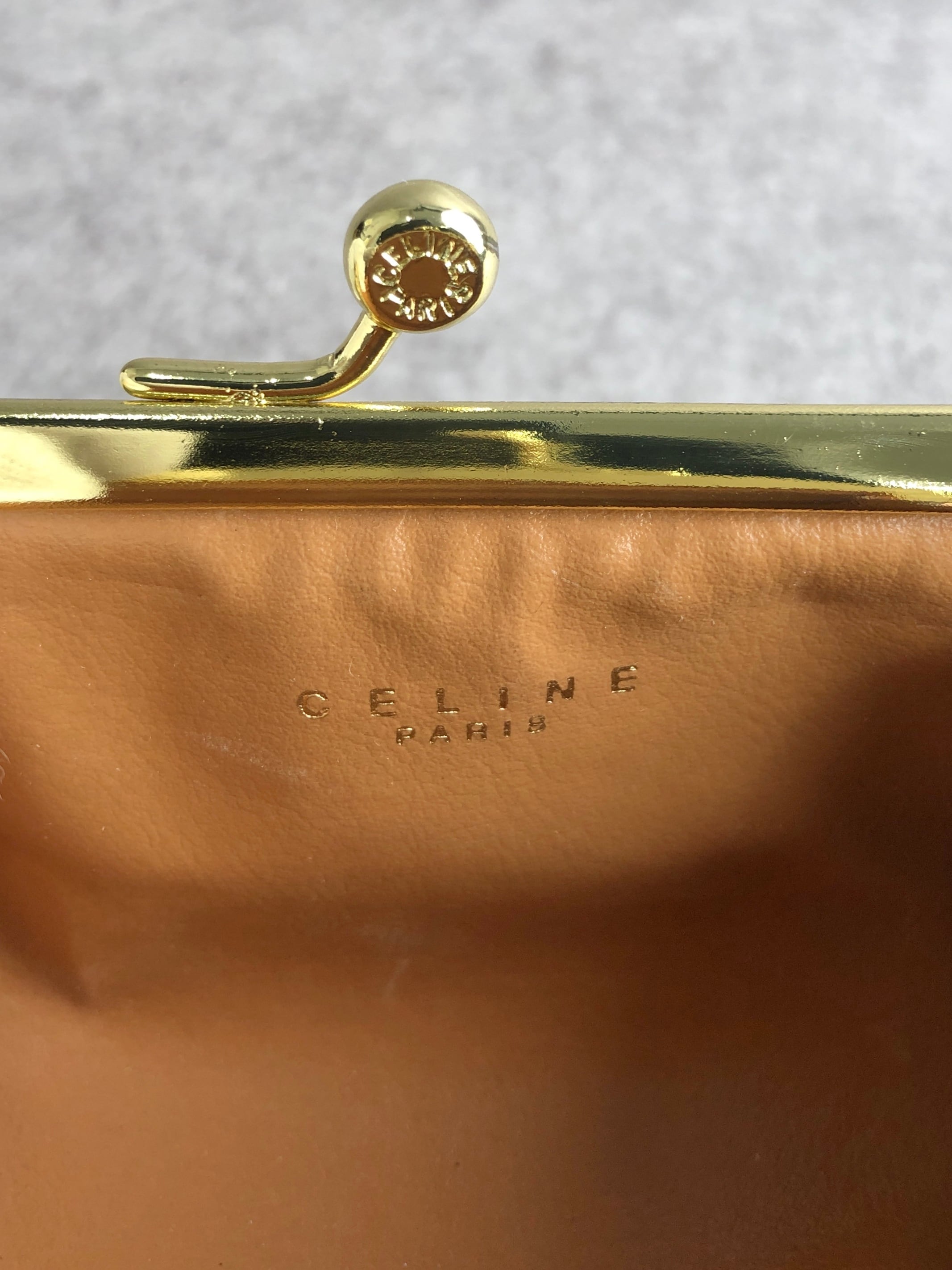 CELINE セリーヌ マカダム コインケース ブラウン ブラゾン型押し PVC