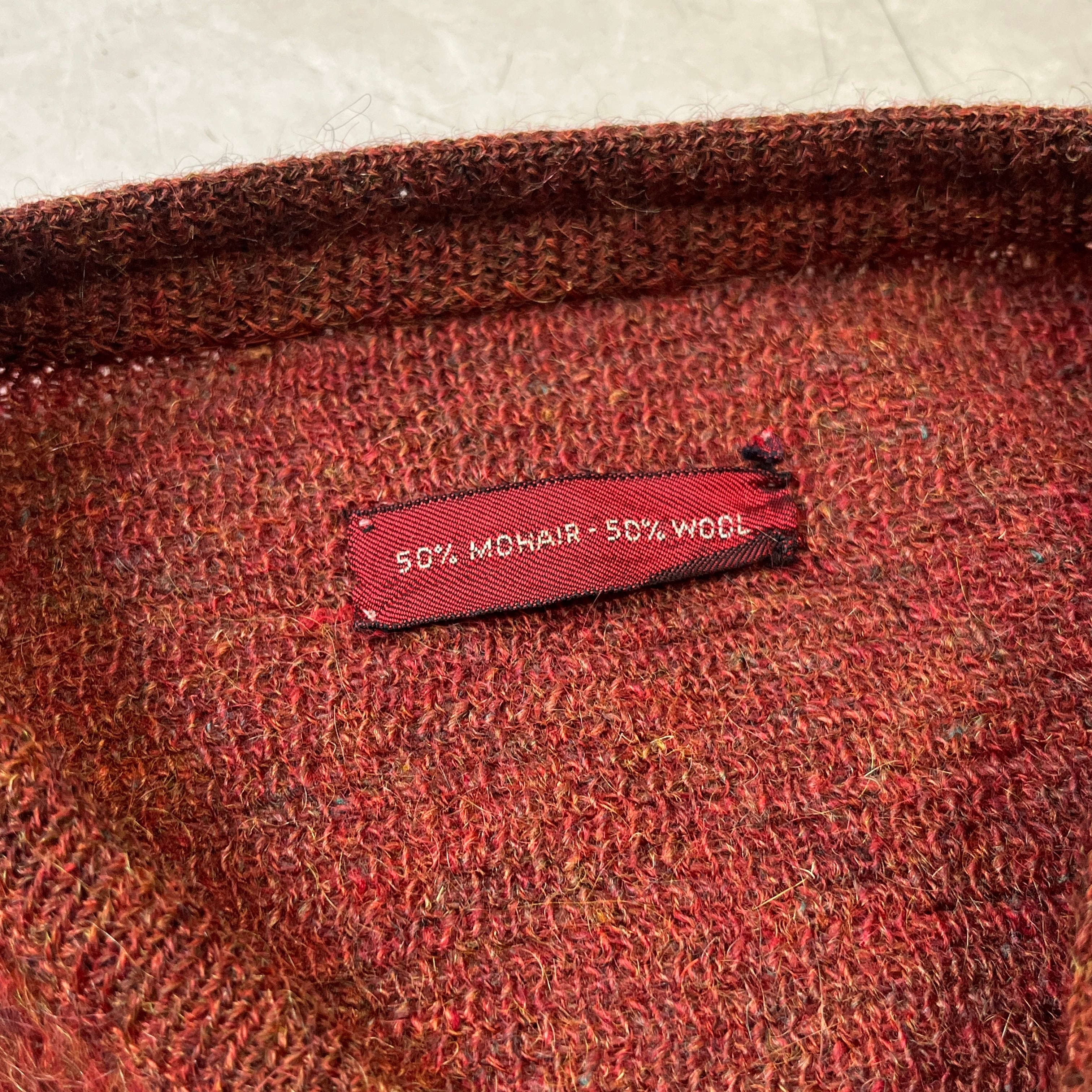 60S ヴィンテージ モヘアカーディガン エンジ 60s Mohair Cardigan 60年代 モヘアカーディガン えんじ ウール