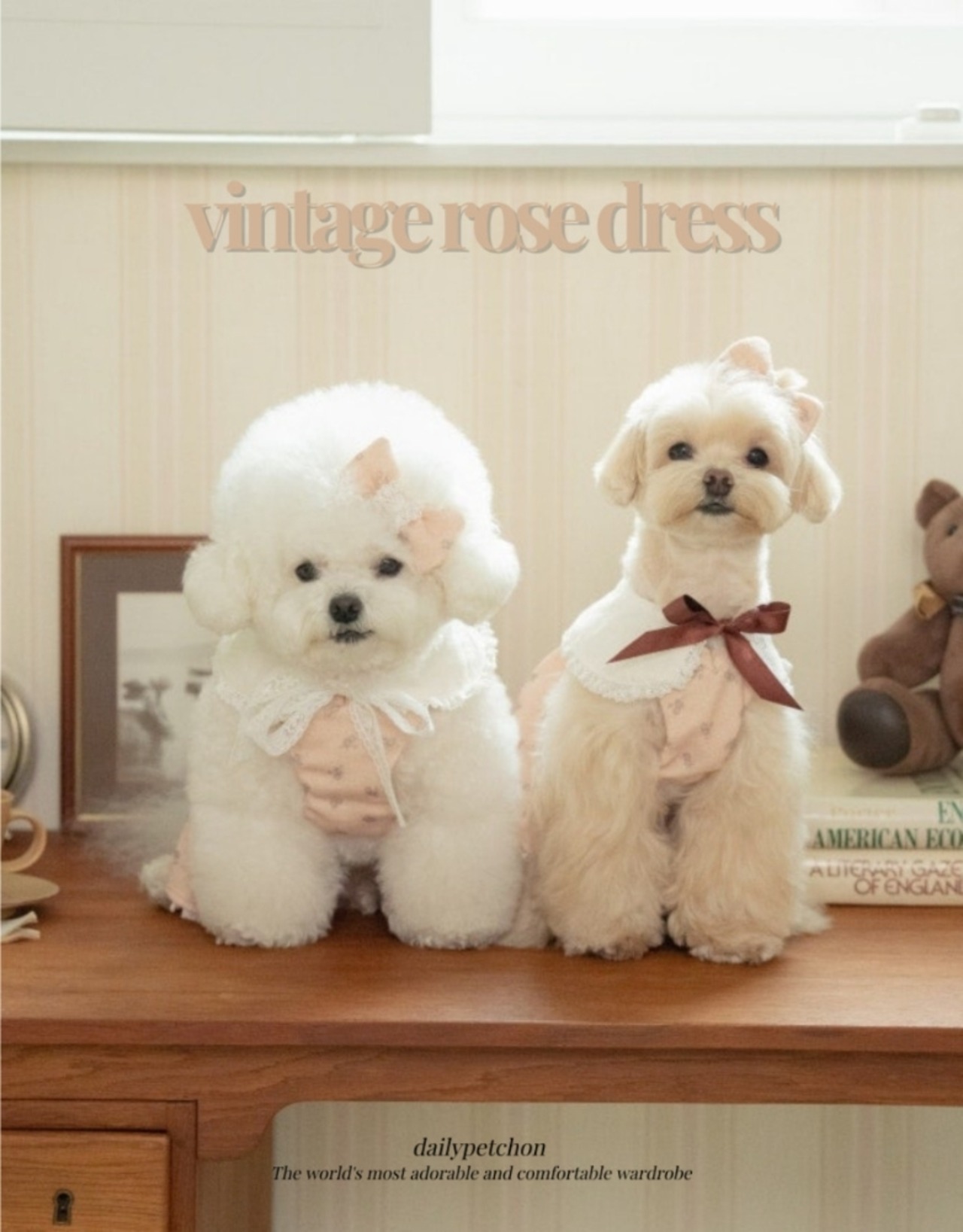 予約  【pecoramou select】Vintage Rose Dress （Lace Ribbon）