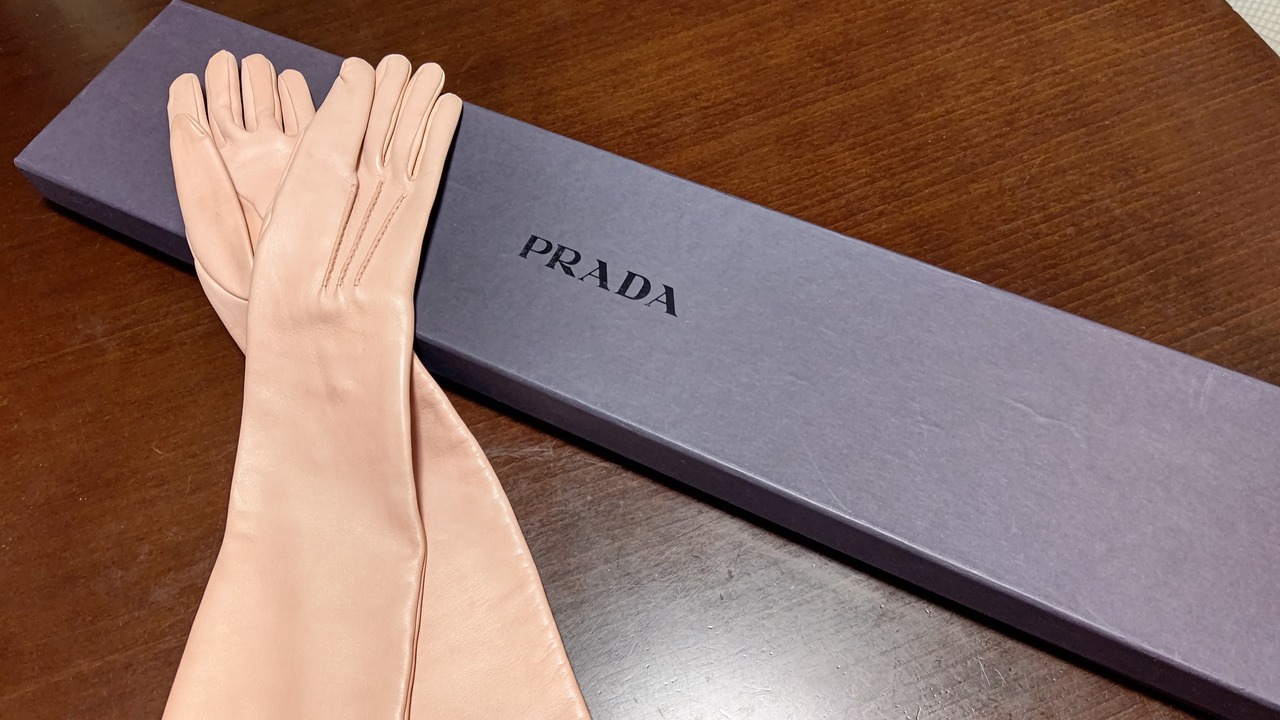 PRADA レザーロンググローブ ローズ | grassbetween BASE店