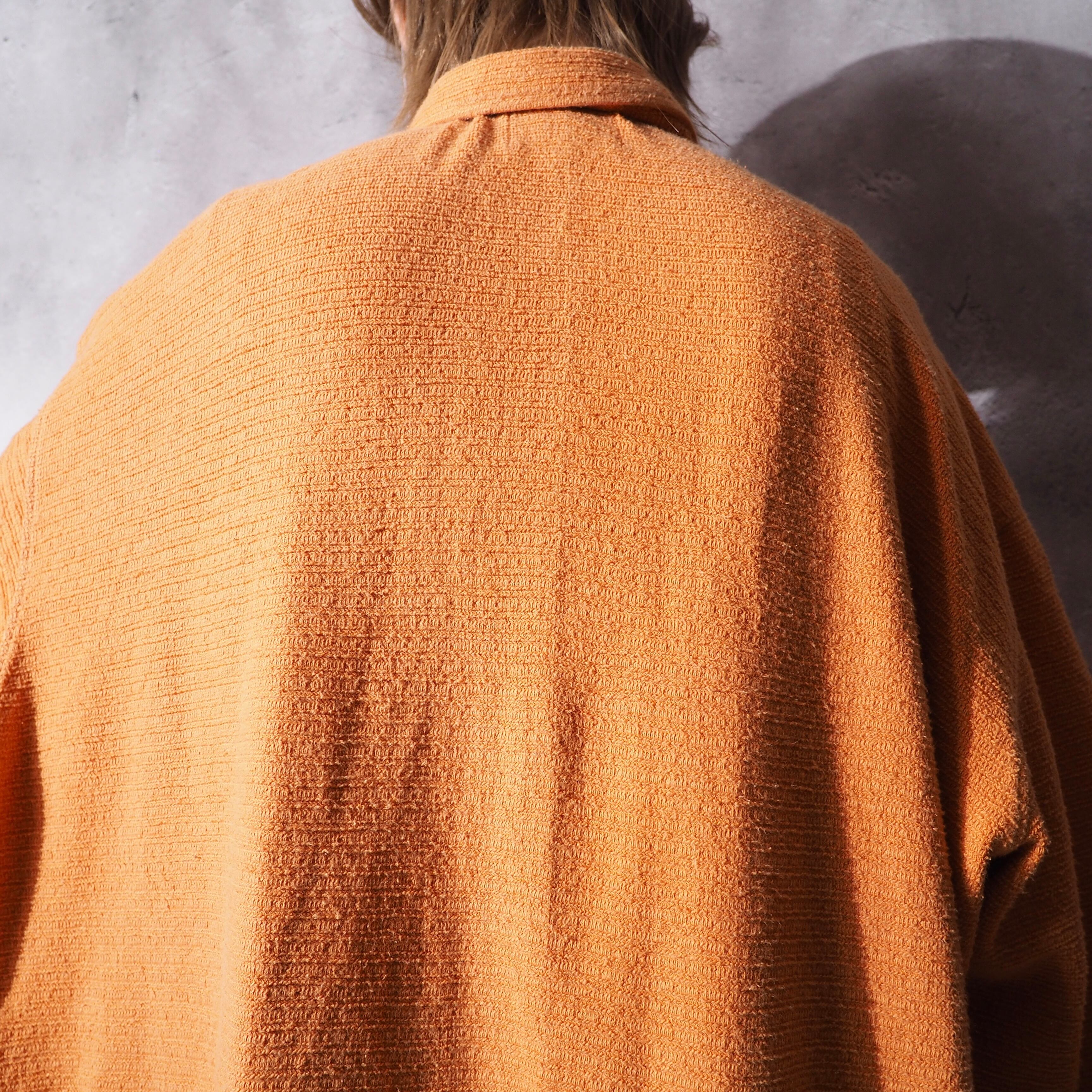 Carrot orange color soft pile fabric cotton loose shirt