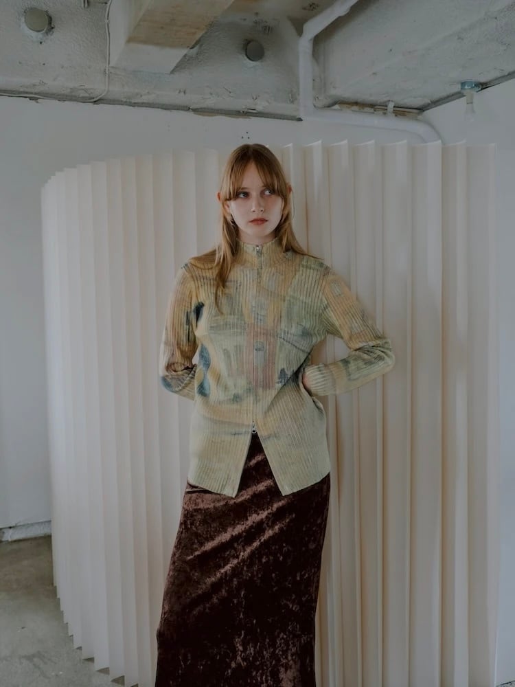 トップス Art Print Rib Zip Knit Art Print Rib Zip Knit｜アートニット – MARTE