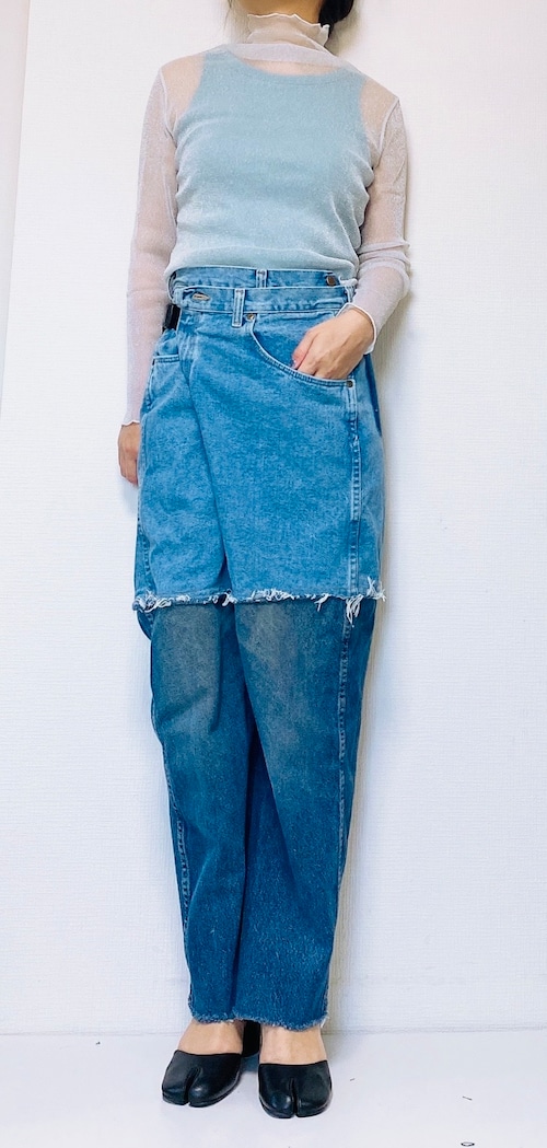 Vintage denim wrap pants