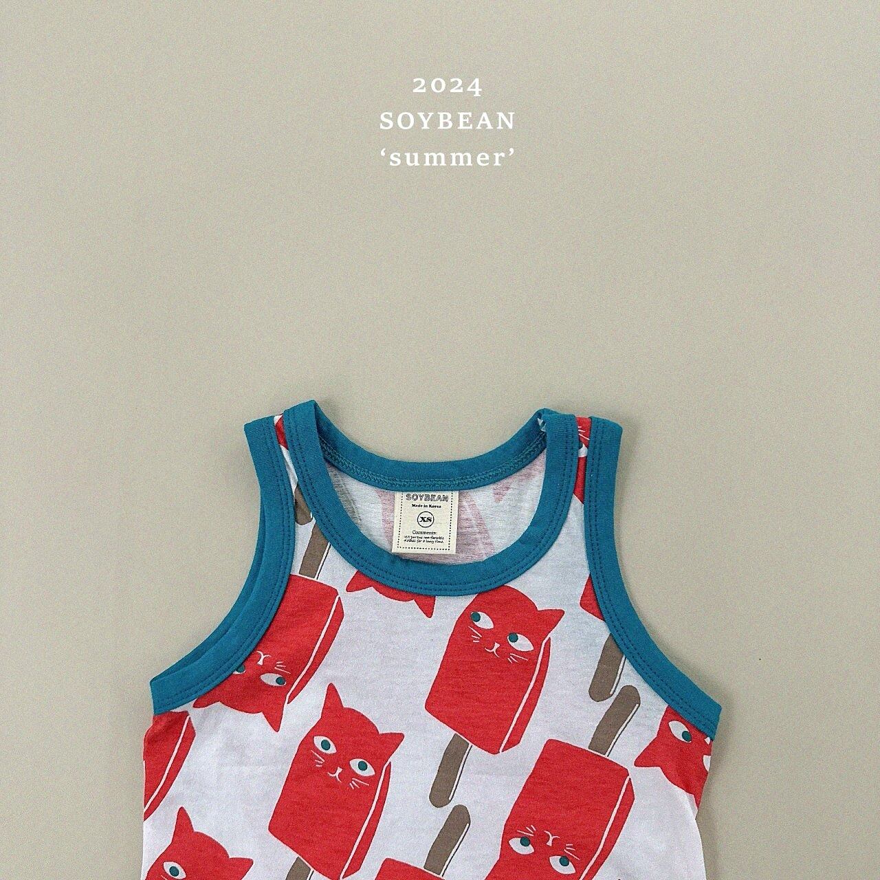 «sold out»«ジュニアサイズあり»«soybean» ネコアイスノースリーブ 2colors