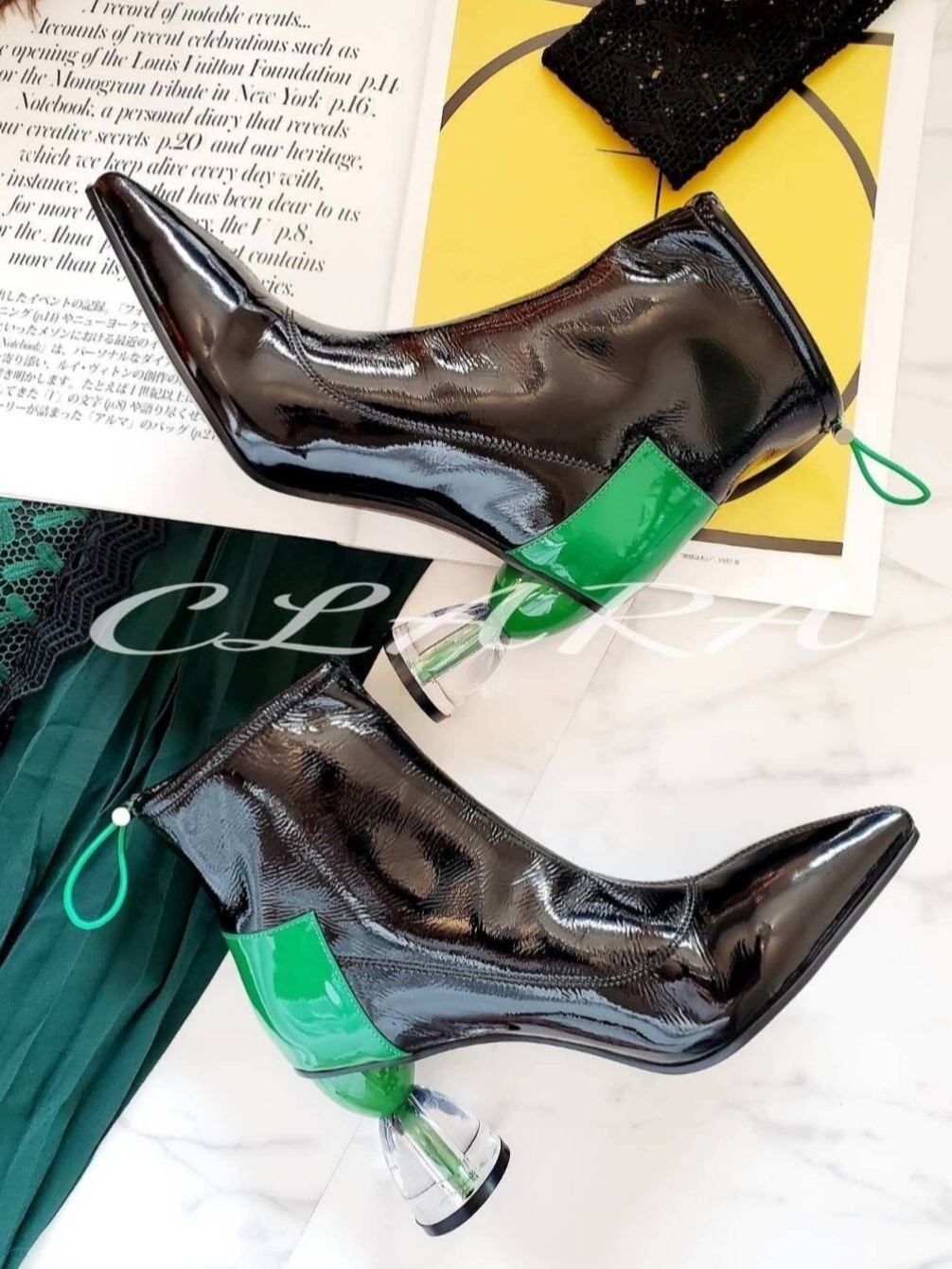 Leather clear enamel boodie《 即日発送 》