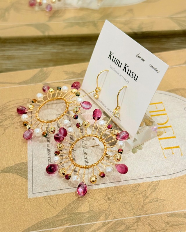 【ビーズアクセサリー/ピンク】AVO（A43-4）①