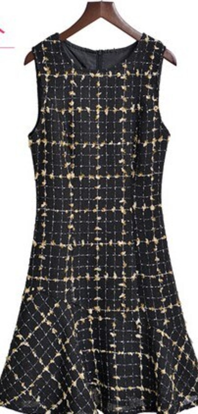 ワンピース ノースリーブ ブラック 冬 秋 お出かけ デート きれいめ Quadrifolie クローバー