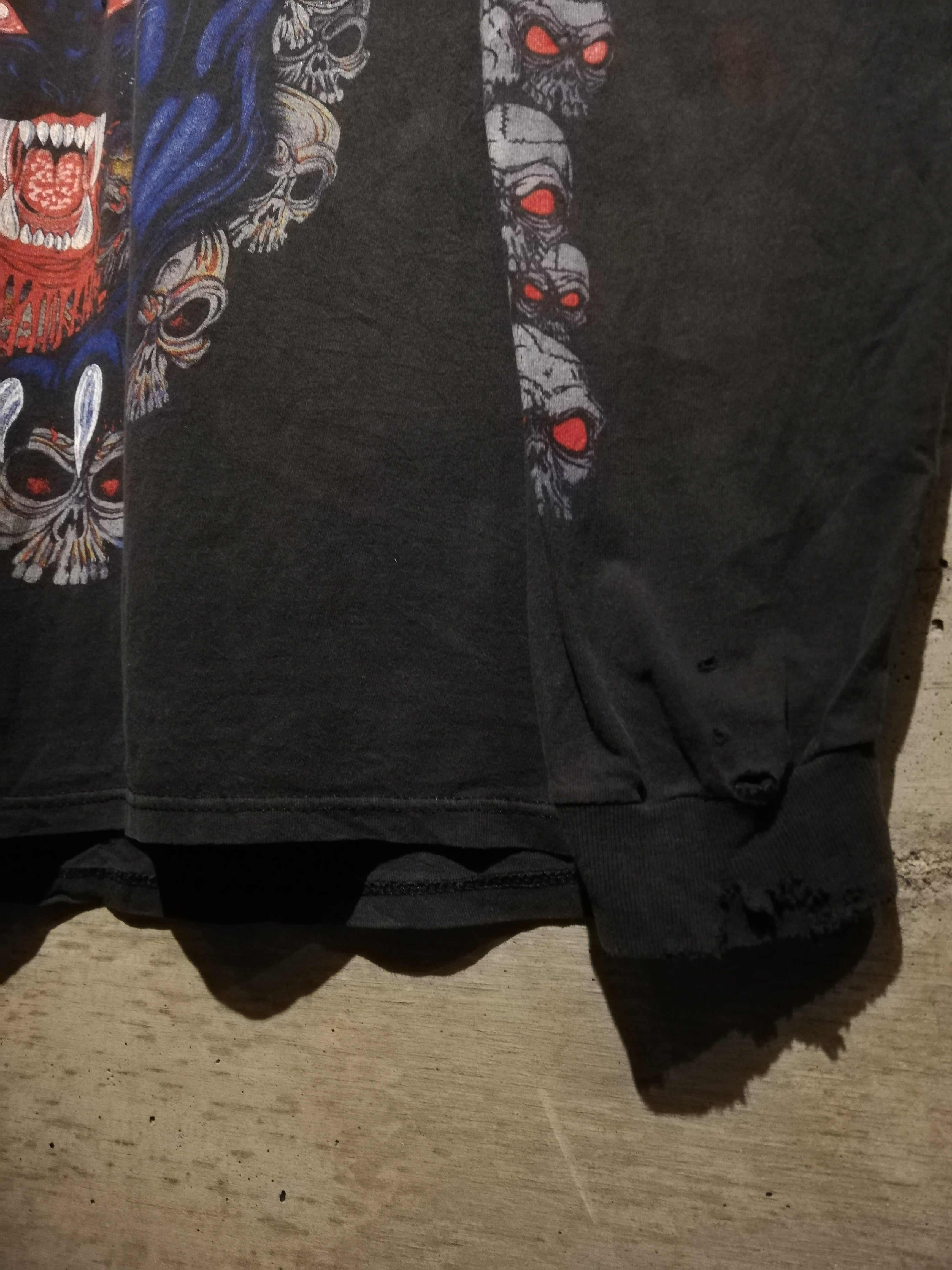 Caka】90's “PANTERA” Panther × Skull Graphic Print Vintage Loose L