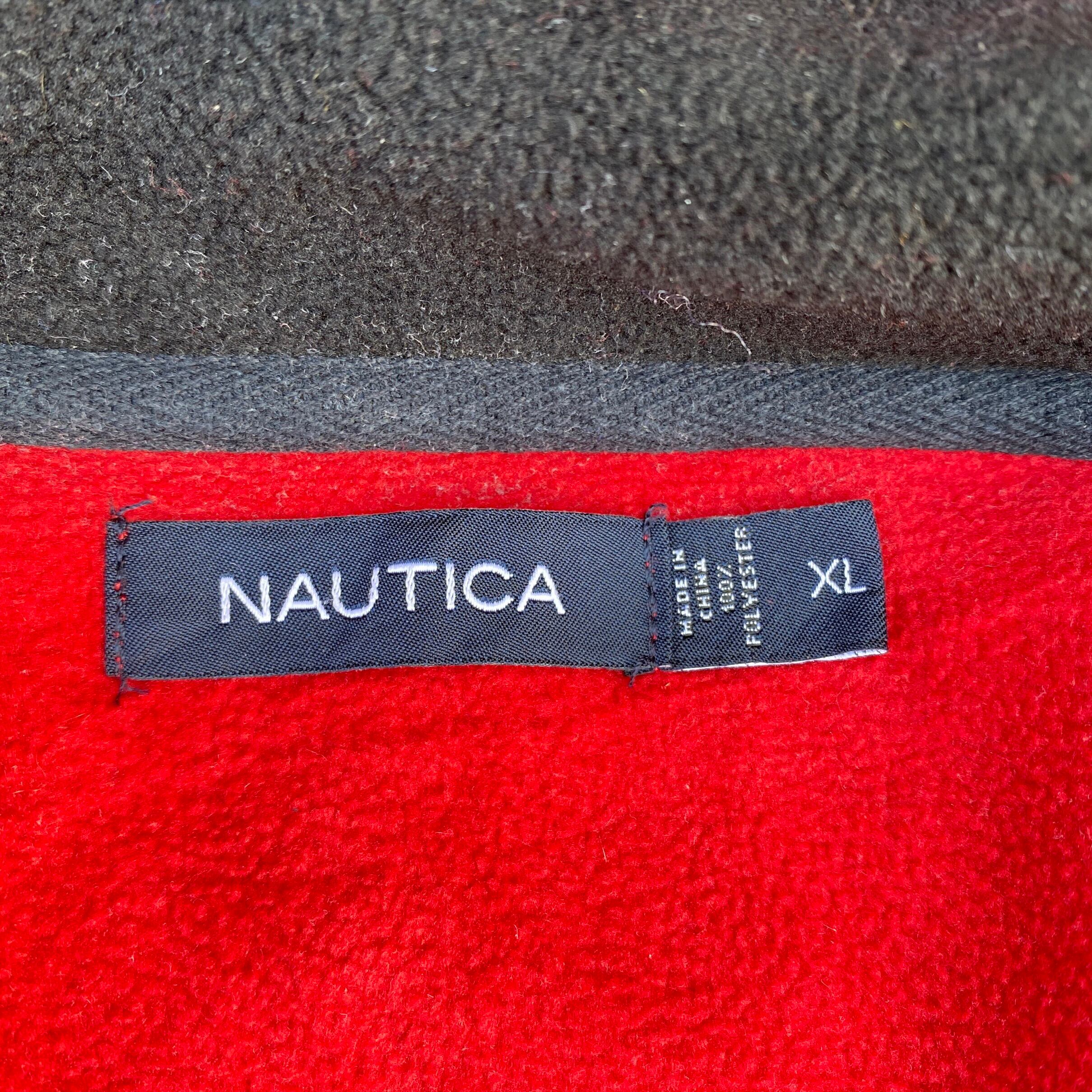 NAUTICA ロゴ刺繍ハーフジップ レッド ネイビー ビッグサイズ