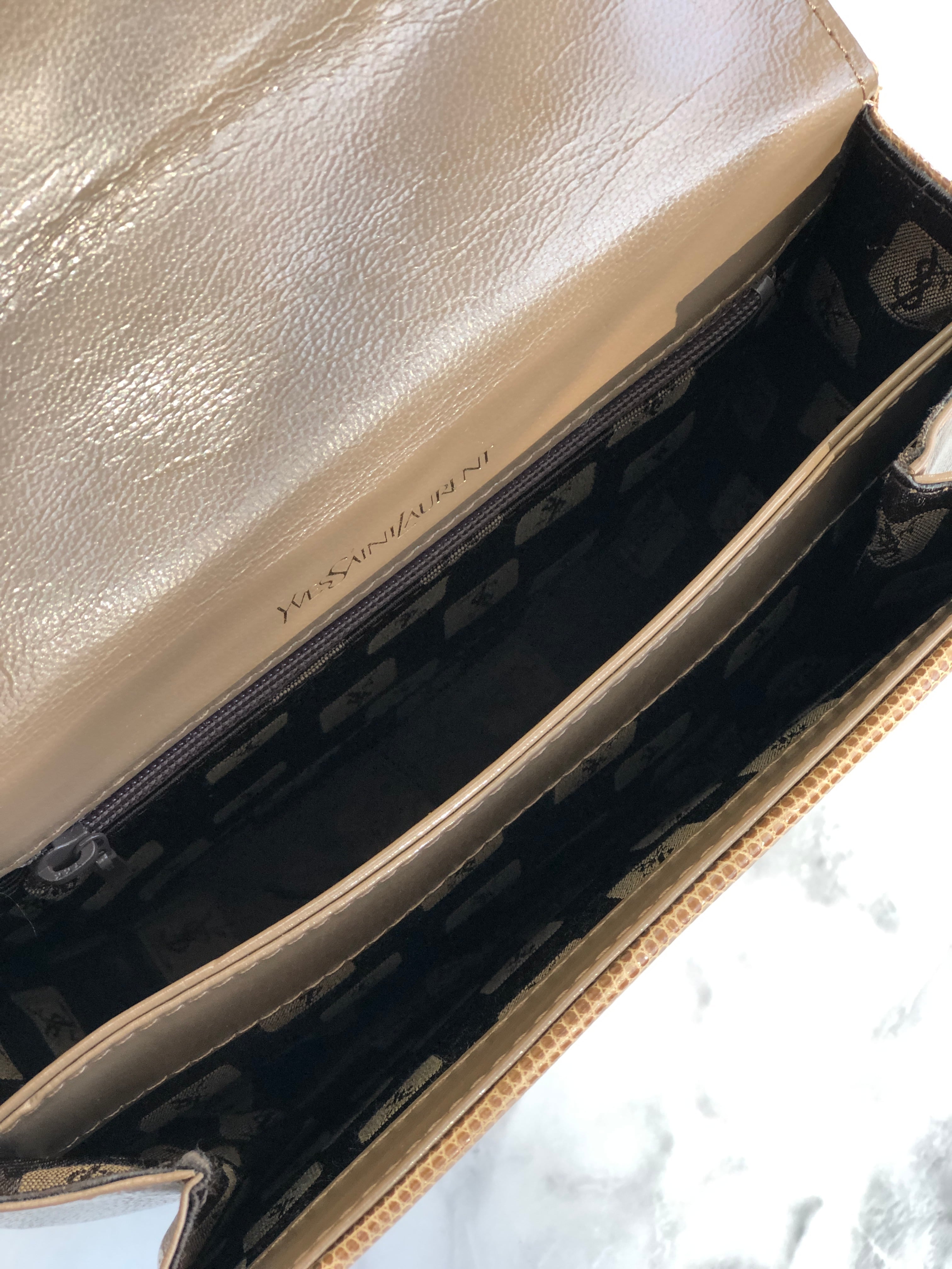 Yves Saint Laurent イヴ サンローラン YSL リザード型押し ラウンド