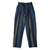 90s イタリア製 リネン混 GIAN MARCO VENTURI ジャンマルコベンチューリ ストライプ ツータック パンツ スラックス 44/マルチ メンズ