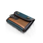 財布：Leather three-fold wallet |ターコイズ ブルー レザー × オールド ローズ
