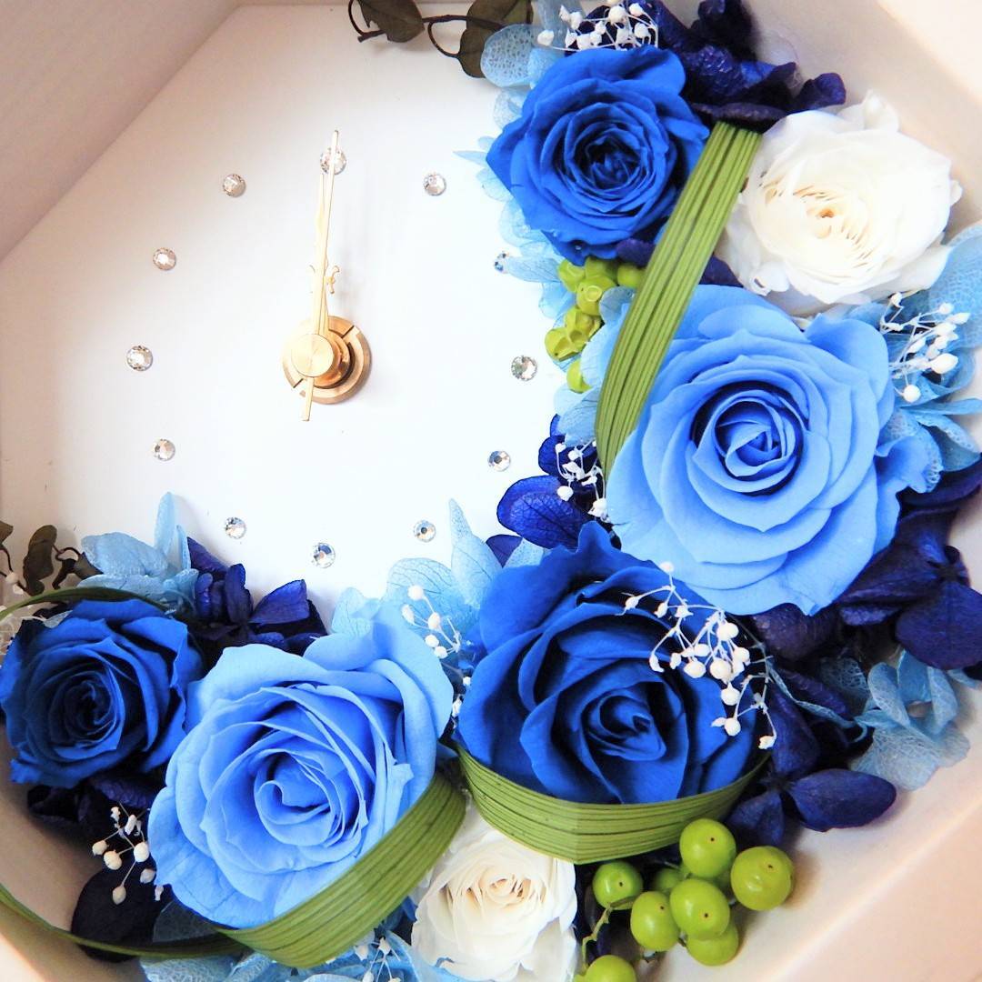 Serenite セレニテ プリザーブドフラワー八角形花時計s 置時計 壁掛け時計 Mon Ange ハンドメイドアクセサリー プリザーブドフラワーショップ