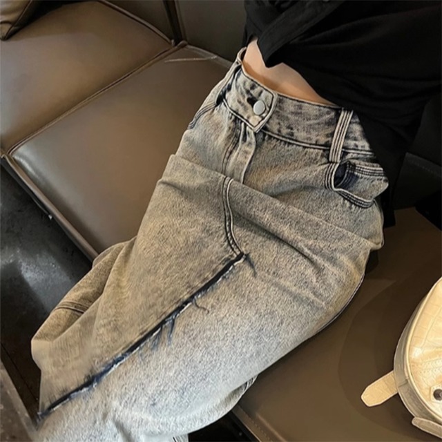 long slit denim skirt　10489