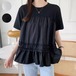 レディースTシャツ カットソー 半袖 レディース 半袖Tシャツ Tシャツ フリル フリルTシャツ かわいい 切り替え レイヤード レイヤードTシャツ 夏 イベント シャギーTシャツ クルーネック