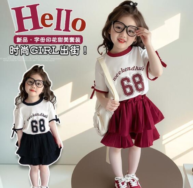kids 袖リボンセットアップスカート
