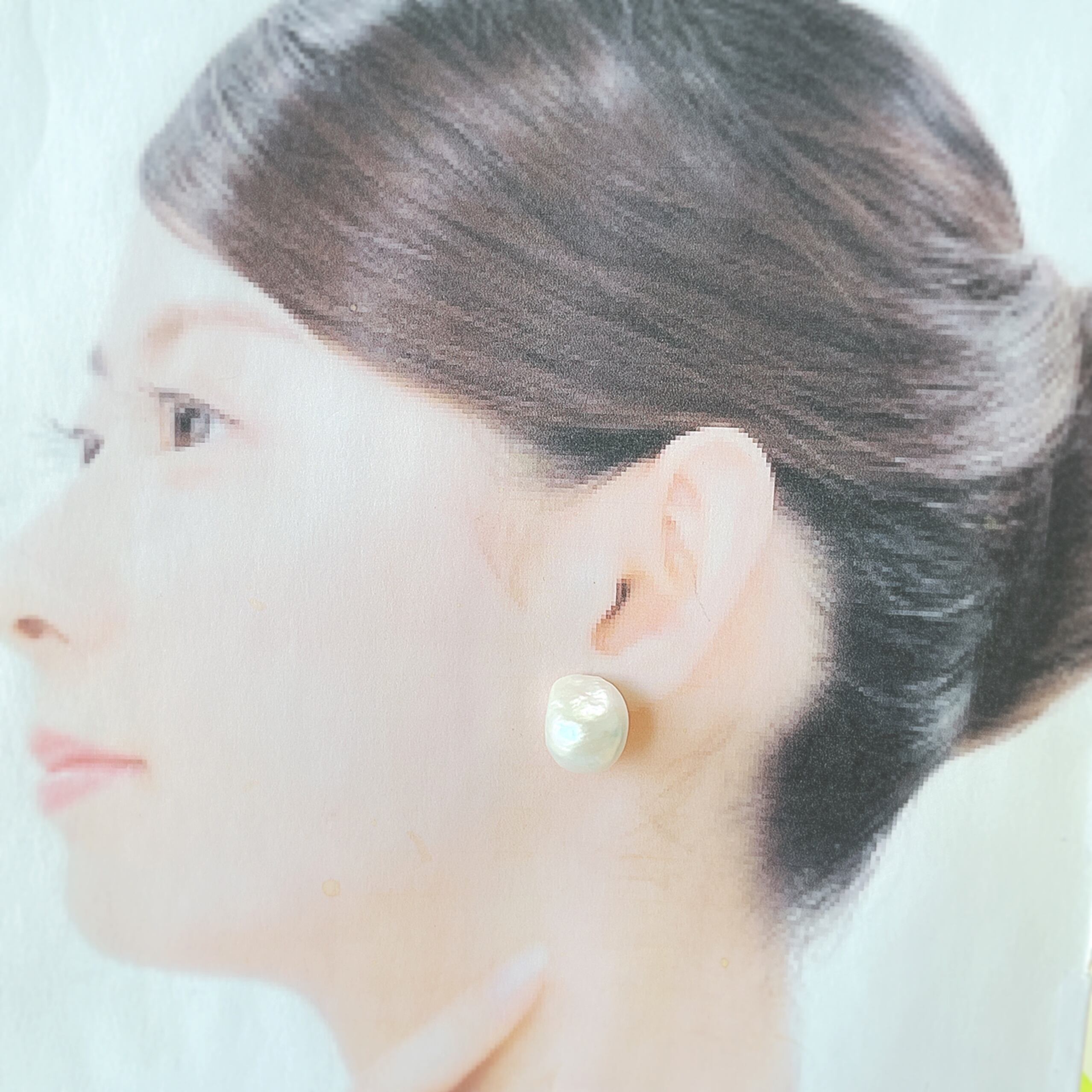 バロック オイスター パール 大粒 14kgfグリッターフックピアス