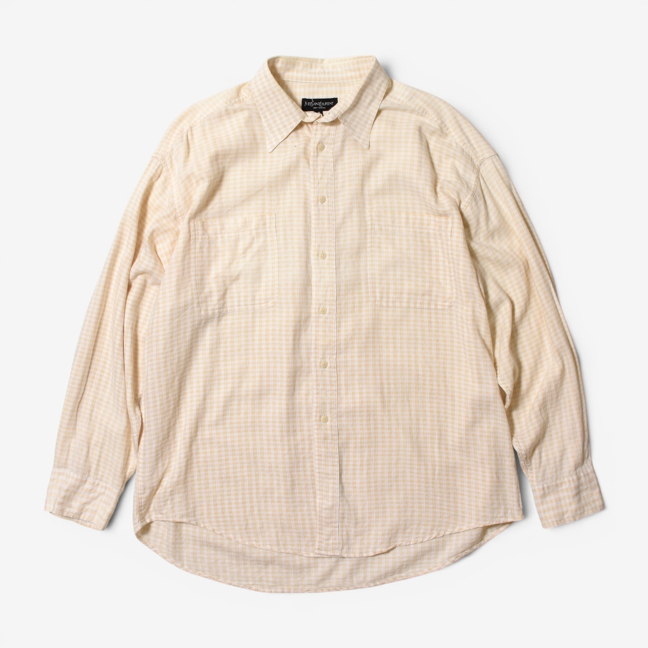 80〜90s YSL(Yves Saint Laurent)チェック コットン 長袖シャツ