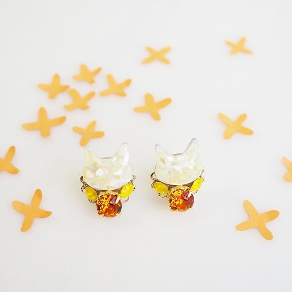 ショコラにゃんこ（チョコミント）ピアス/イヤリング | 星猫工房